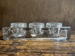 Rare Art Deco Glass Tripple Pressed Glass Inkwell With Lids