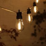 15m Solar Festoon String Lights 25 Warm White LED Bulbs Remote IP65 Outdoor