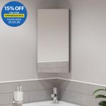 Corner Bathroom Mirror Cabinet Cupboard Single Door Wall Mounted Stainless Steel