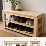 Hemo Home Joinery Wooden Shoe Bench 2 Shelves 900x350x450mm