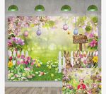 Easter Bunny Eggs Spring Garden vinyl Reusable Backdrop/Background 8x6ft