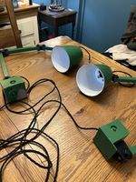 Pair of Vintage Green Memlite Industrial Wall Lamps / Task Lights