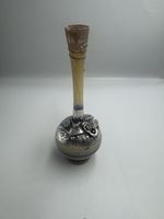 Vintage Domar Israel 925 Silver Overlay on Blown Art Glass Vase 