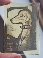 Stained glass Lurcher greyhound dog permanent amber glass painted piece