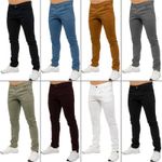Kruze Mens Chino Trousers Slim Fit Chinos Casual Cotton Stretch Pants Work Jeans