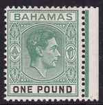BAHAMAS- 1938-SG157 -£1 DEEP/GREY/GRN/BLACK Mounted mint CAT £250