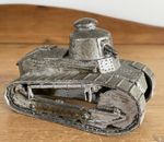 Antique WW1 Era Trench Art Metal Inkwell Renault FT-17 Vimy Model ~ Richer Paris