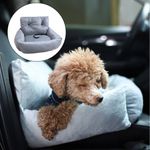 Dog Car Booster Seat Small Dog Pet Travel Bed Washable Plush with Safety Strap