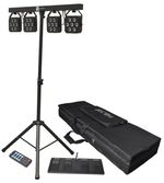 Stage Lighting LED Par Bar Set with Stand, Remote, Foot Controller & Cases