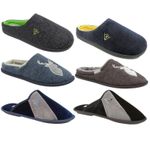Dunlop Mens Slippers Memory Foam Mule Slip On House Shoes Plush Lined Non Slip