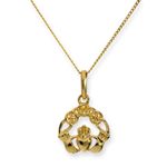 9ct Gold Claddagh Necklace 16 - 20 Inches Love Anniversary