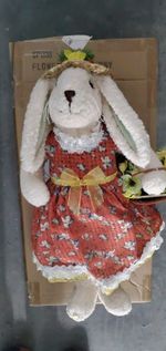 Karen Didion Originals Flower Basket Bunny Figurine, 23 Inches 