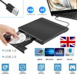 USB External CD Burner DVD/CD Reader Player for Windows Mac Laptop Computer