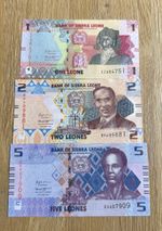 Set of 3 Sierra Leone 1,2,5 Leone 2022 / UNC