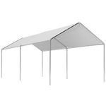 3 x 6m Heavy Duty Carport Garage Car Shelter Galvanized Steel Outdoor Open White