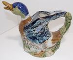 Vintage Duck Pitcher Majolica Mallard Glaze Pottery  Figure