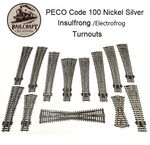 OO Gauge PECO Code 100 Insulfrog Electrofrog Nickel Silver Turnous and Crossover