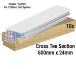 10x White Cross Tee Section 600mm x 24mm Suspended Ceiling Grid System Divider