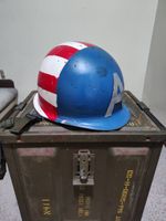 WW2 Style Captain America Helmet TFA Red White and Blue M1 Helmet MARVEL
