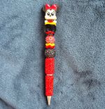 Minnie Mouse Novelty Handmade Beaded Ballpoint Pen/Biro, Black Ink