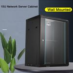 15U Black Network Cabinet Data Comms Wall Rack with wheels 23.6×17.7×31.5inch