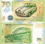 Gabris Fantasy Banknote Norway 70 Troll 2026 Trollbilen TEST sign