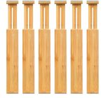 VaeFae Bamboo Drawer Dividers 6-Pack, (42.5-55.5 cm) Adjustable Drawer Separa...