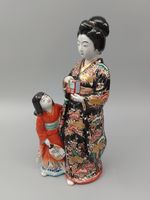Japanese AO Kutani Porcelain Figure Female & Child 38 cm High Circa 1900's