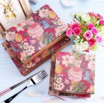 Floral Print Kraft Bake Boxes - Brownie Truffle Cake Slice Macaron Packaging