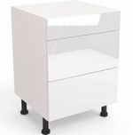 Fully Assembled Kitchen 500mm Gloss White 3 Drawer Base Unit