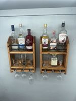 Wall Mounted Rustic Bottle And Glass Shelf