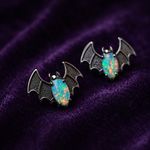Opal Moon Bat Earrings