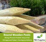 Wooden Fence Posts 20 pack x 1.8m (6ft) tall x 75mm dia. pressure treated wood