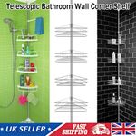 4 Tier Non Rust Telescopic Bathroom Corner Shelf Rack Shower Caddy Organizer UK