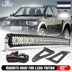 2-Rows 42" Curved LED BAR Work Light Offroad +Bracket Fit Mitsubishi L200 Triton