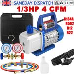Air Vacuum Pump HVAC Refrigeration AC Manifold Gauge Set R134A R22 R12 R502 Kit