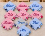 Personalised Baby Name Comforter Blanket with Tags Satin Back Newborn Gift