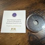 2022 Superb Platinum Jubilee Of QEII Proof £5 Coin with COA 0.5g Platinum Proof 