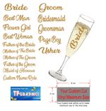Custom Vinyl Decal with or without Glass Options  - Wedding Bridal Party Glasses