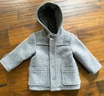 Zara Baby Boy Hooded Wool Blend Coat Pockets Gray Boys 18-24M