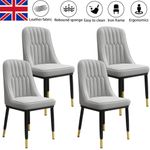 4PCS DINING CHAIRS SET LEATHER PADDED SEAT METAL LEG KITCHEN RESTAURANTS CHAIR