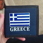 Men's Greece Flag Logo Bifold Wallet Blue/Black/White ID Window Zip Coin