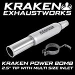 KRAKEN POWER BOMB 2.5" INCH TIP UNIVERSAL REAR SILENCER EXHAUST PIPE INC STRAP