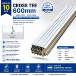 10x White Cross Tee Section 600mm x 24mm Suspended Ceiling Grid System Divider