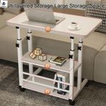 Height Adjustable Small Computer Desk Mobile Overbed Table Laptop Stand Shelf