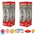 2x Eveready 15w Fridge / Appliance / Freezer Light Pygmy Bulb SES E14 240v Screw