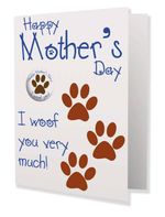 Mothers Day Dog Mum Card From The Dog – I Woof You Very Much - Paw Prints Blue