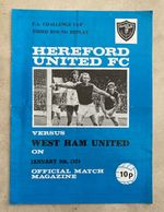 HEREFORD UNITED v WEST HAM UNITED FA Cup 3rd replay 1974