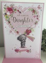 Daughter Birthday Card Flowers With Lovely Special Nice Long Verse Large 9" x 6"