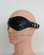 XL Latex Blindfold Mask Buckle Black rubber Fetish Wear BDSM UK Sensory Play